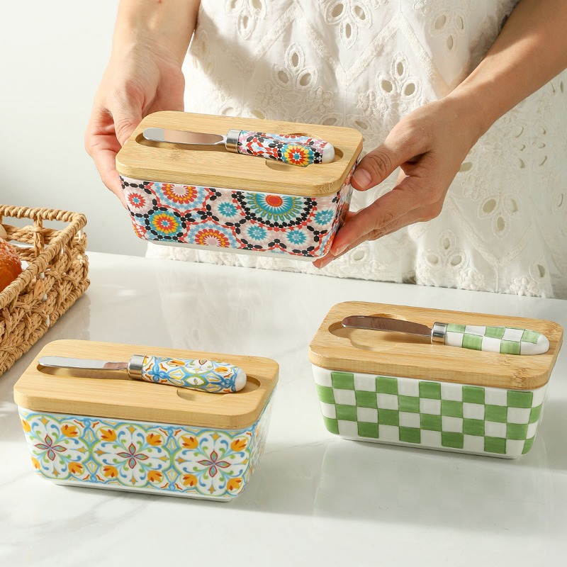 Kitchen Appliances Vintage - 1 set Kotak Mentega Keramik Bergaya