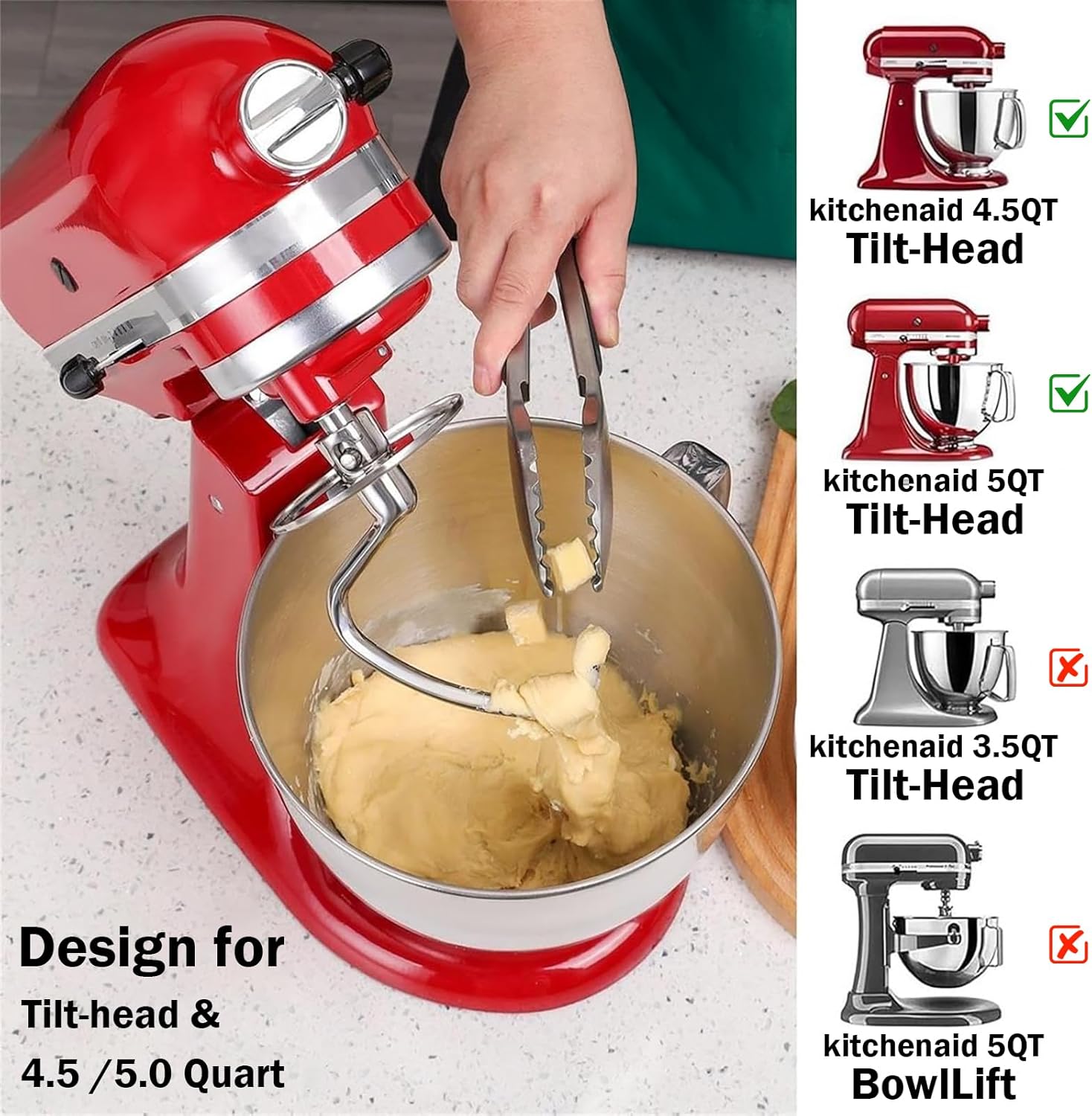 Hook Adonan Stainless Steel de - Kitchen Appliances Kitchenaid ulasan dan harga