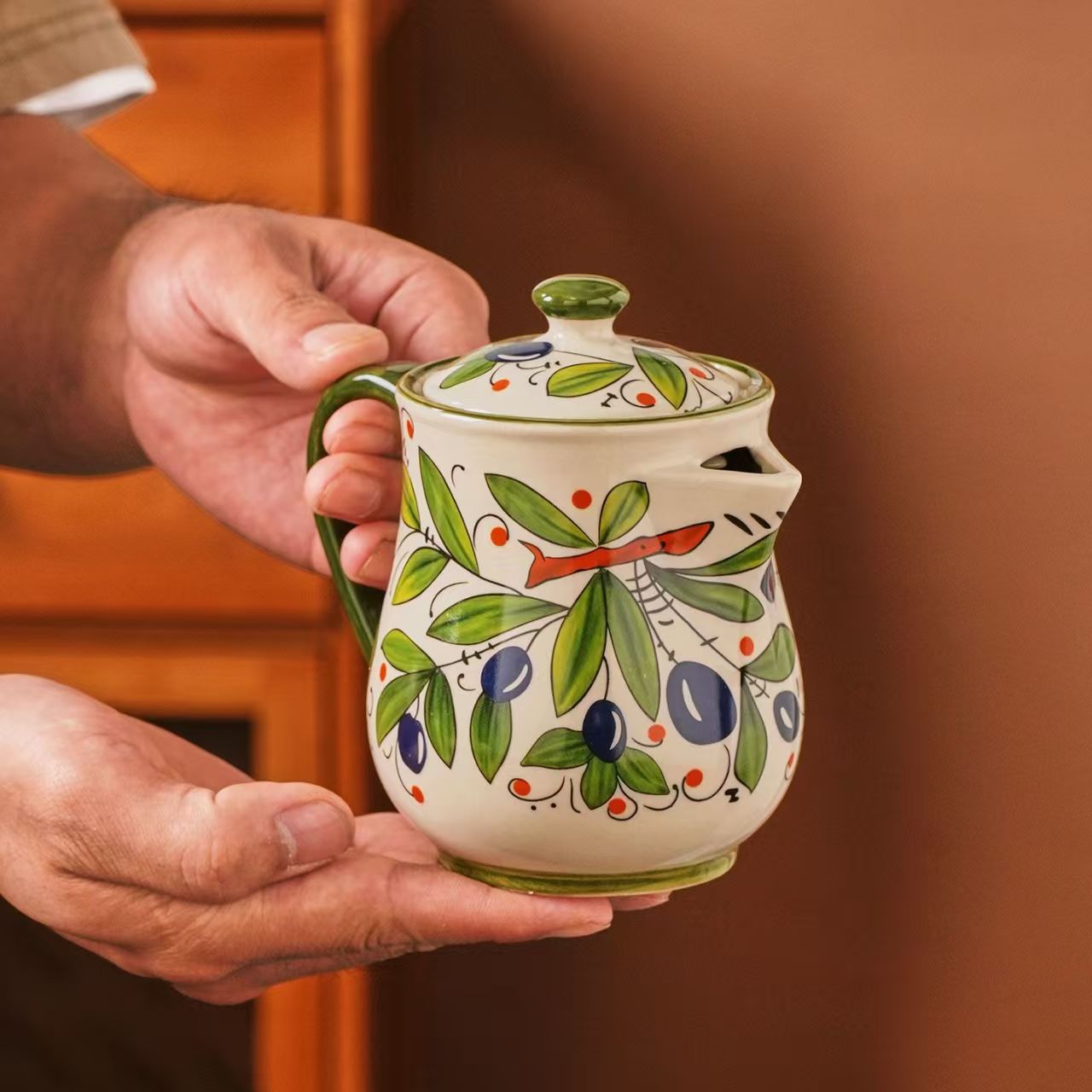 Pot Minyak Bunga Keramik Hijau - Kitchen Appliances Vintage ulasan dan harga